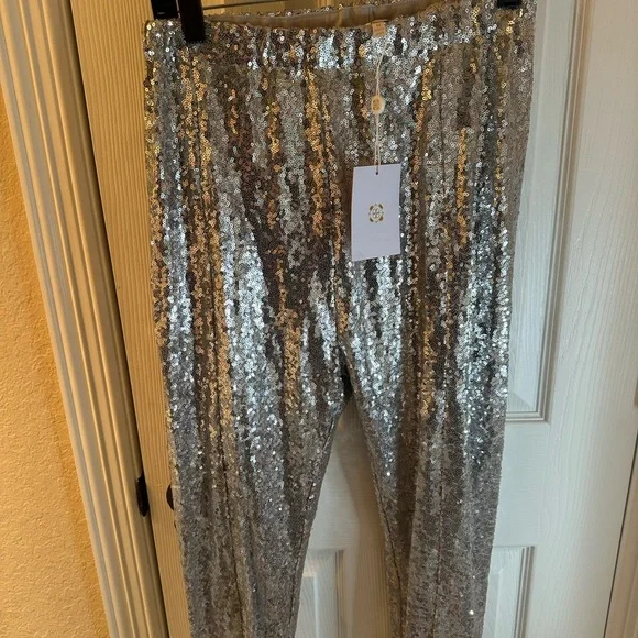 Wayf Silver Sequin Leggings - Picture 2 of 7